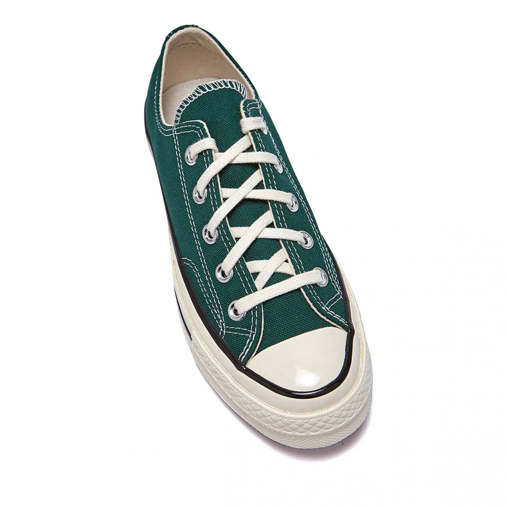 緑色のコンバース CT70 スニーカー、白いラバーソールとアイレット付き、韓国正規品